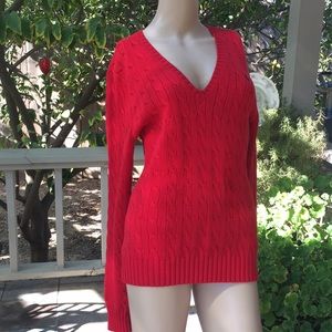 Ralph Lauren Sport Red V-Neck Sweater